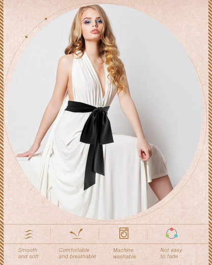 Women’s Chiffon Dress Sash Belt – 3&quot; Wide Bridal Waist Accessory