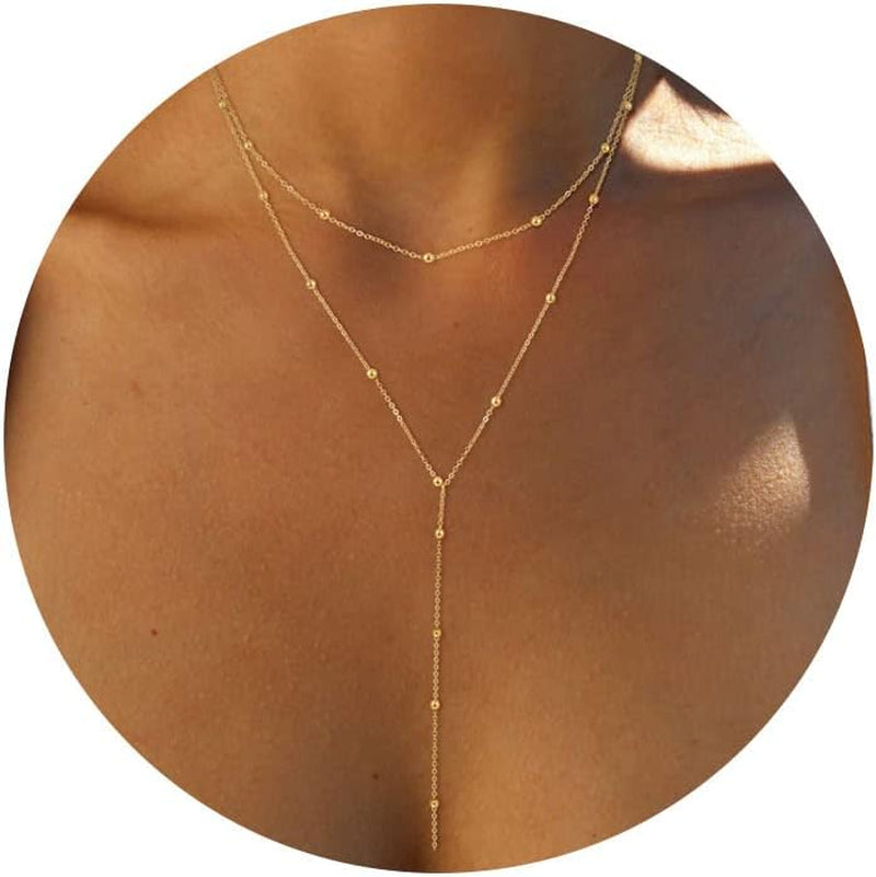 Dainty 14K Gold &amp; Silver Lariat Necklace