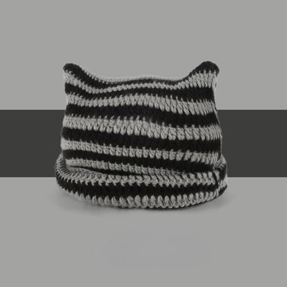 Vintage Crochet Cat &amp; Fox Beanies – Slouchy Hats for Women