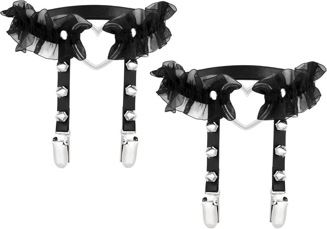 Spiked Heart Garters – Goth Punk Gift