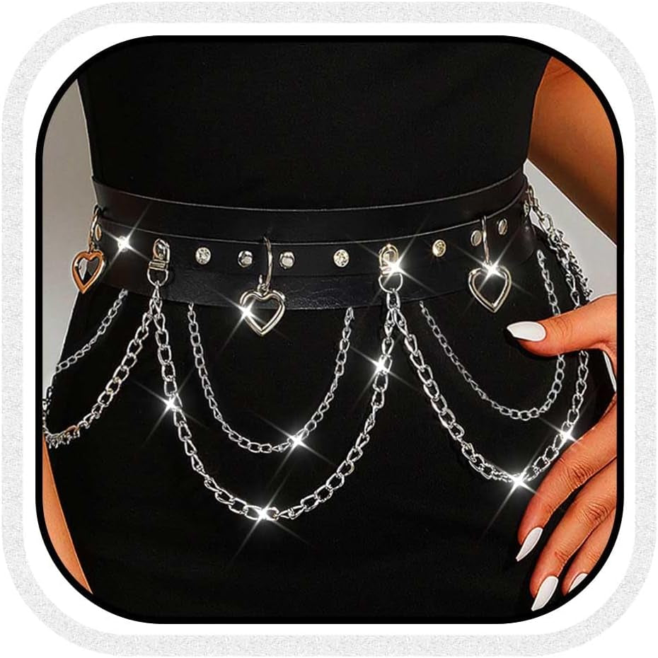 Punk Heart Waist Chain Belt for Women