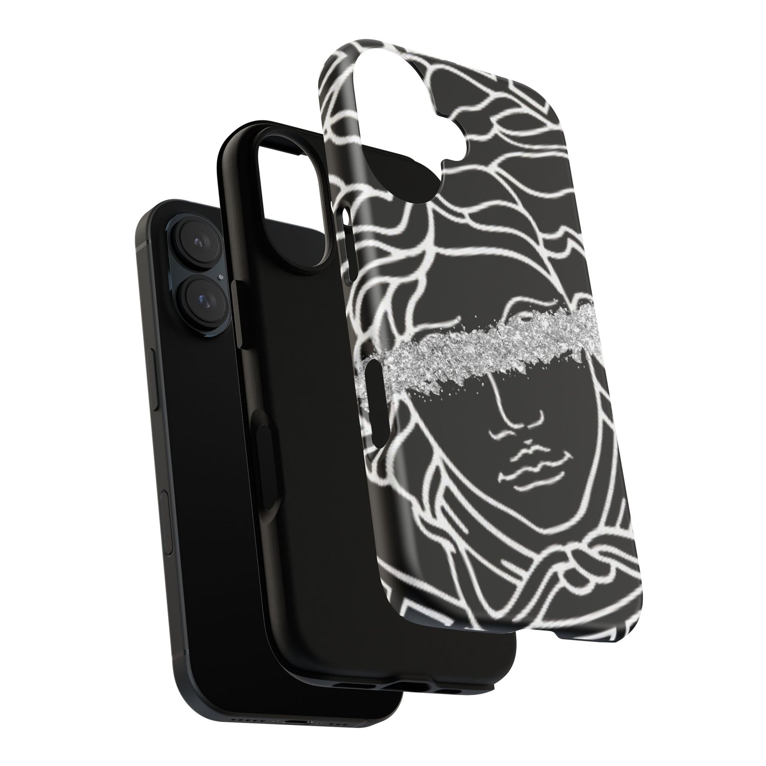 Luxury Medusa Head Tough Black and Silver Phone Case