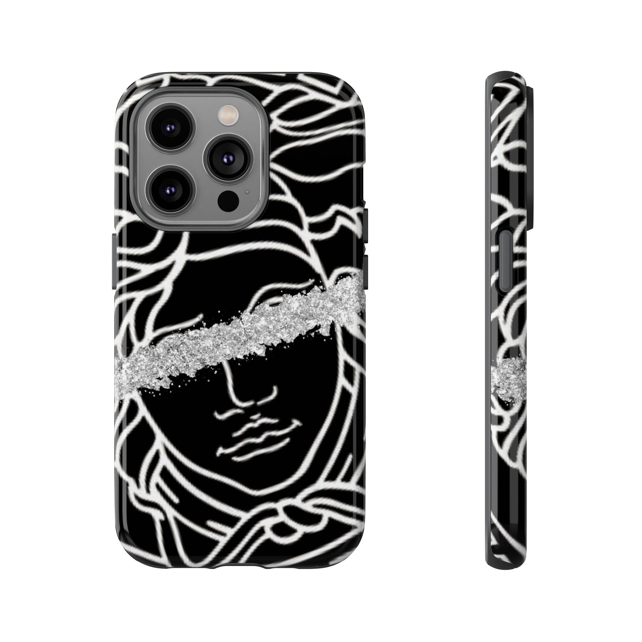 Luxury Medusa Head Tough Black and Silver Phone Case