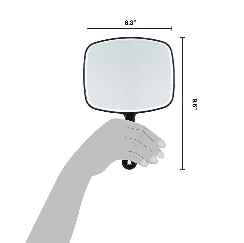 Premium Hand Mirror with Handle – Black, 6.3&quot;x9.6&quot;