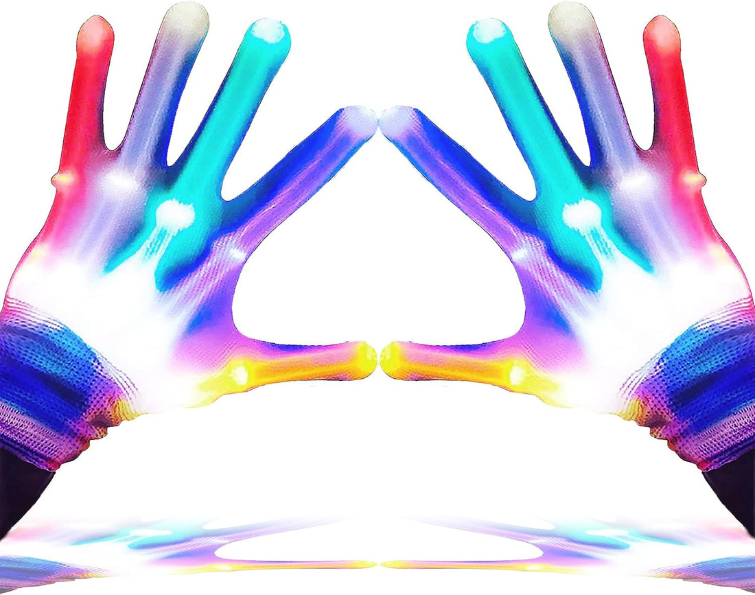 LED Finger Light Gloves for Kids &amp; Teens, 5 Colors 6 Modes – Party Fun