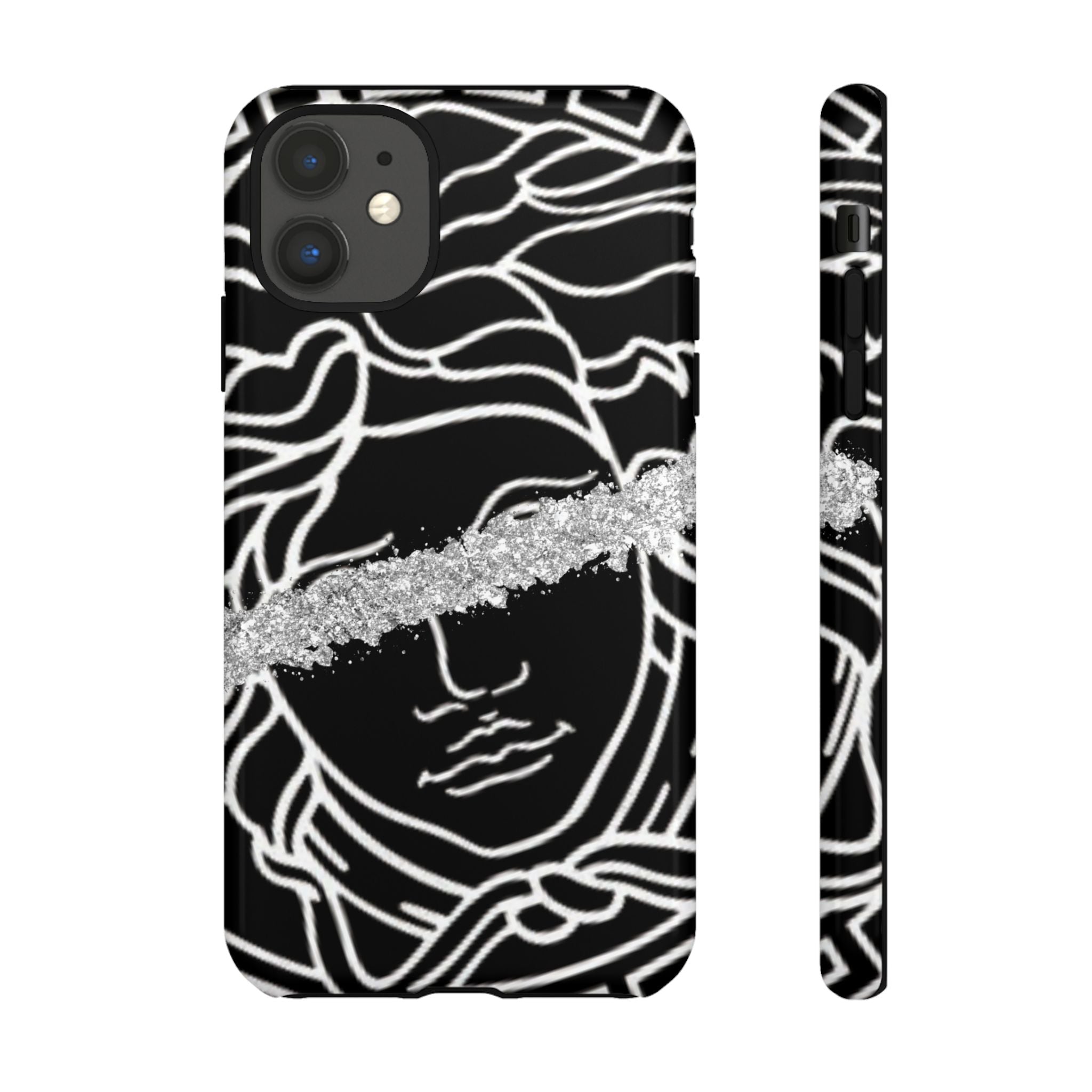 Luxury Medusa Head Tough Black and Silver Phone Case