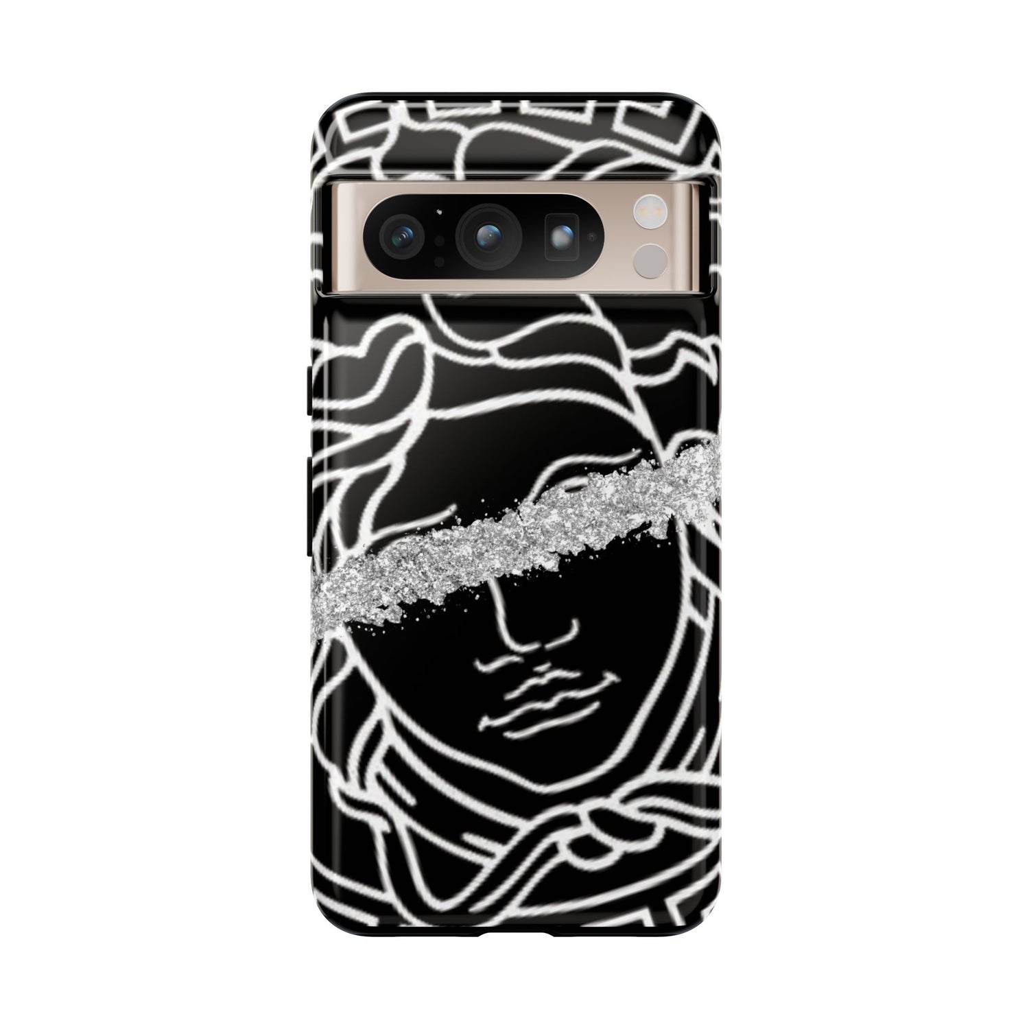 Luxury Medusa Head Tough Black and Silver Phone Case