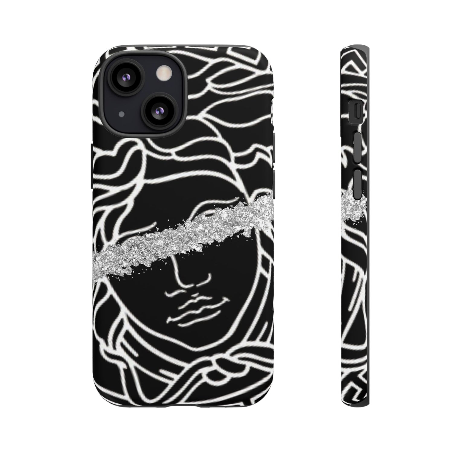 Luxury Medusa Head Tough Black and Silver Phone Case