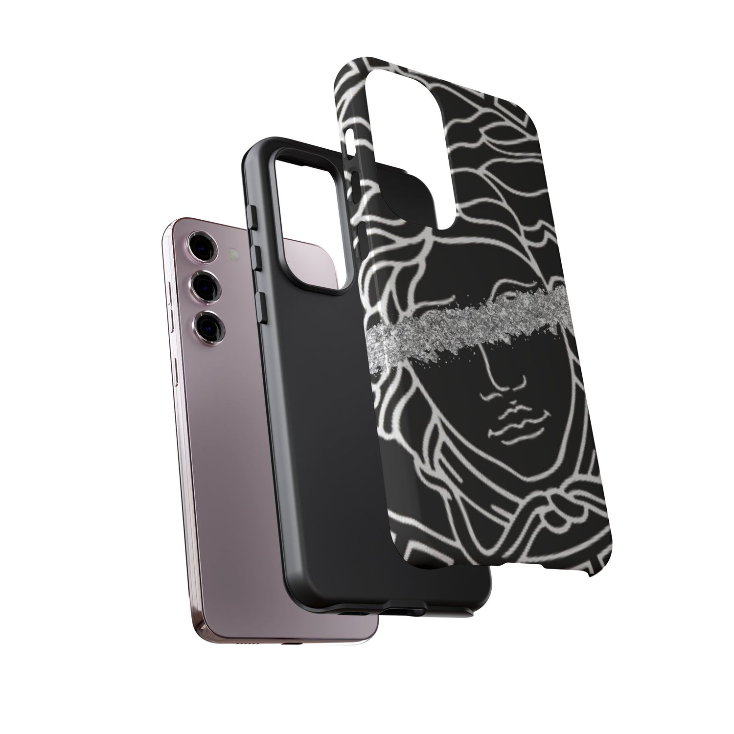 Luxury Medusa Head Tough Black and Silver Phone Case