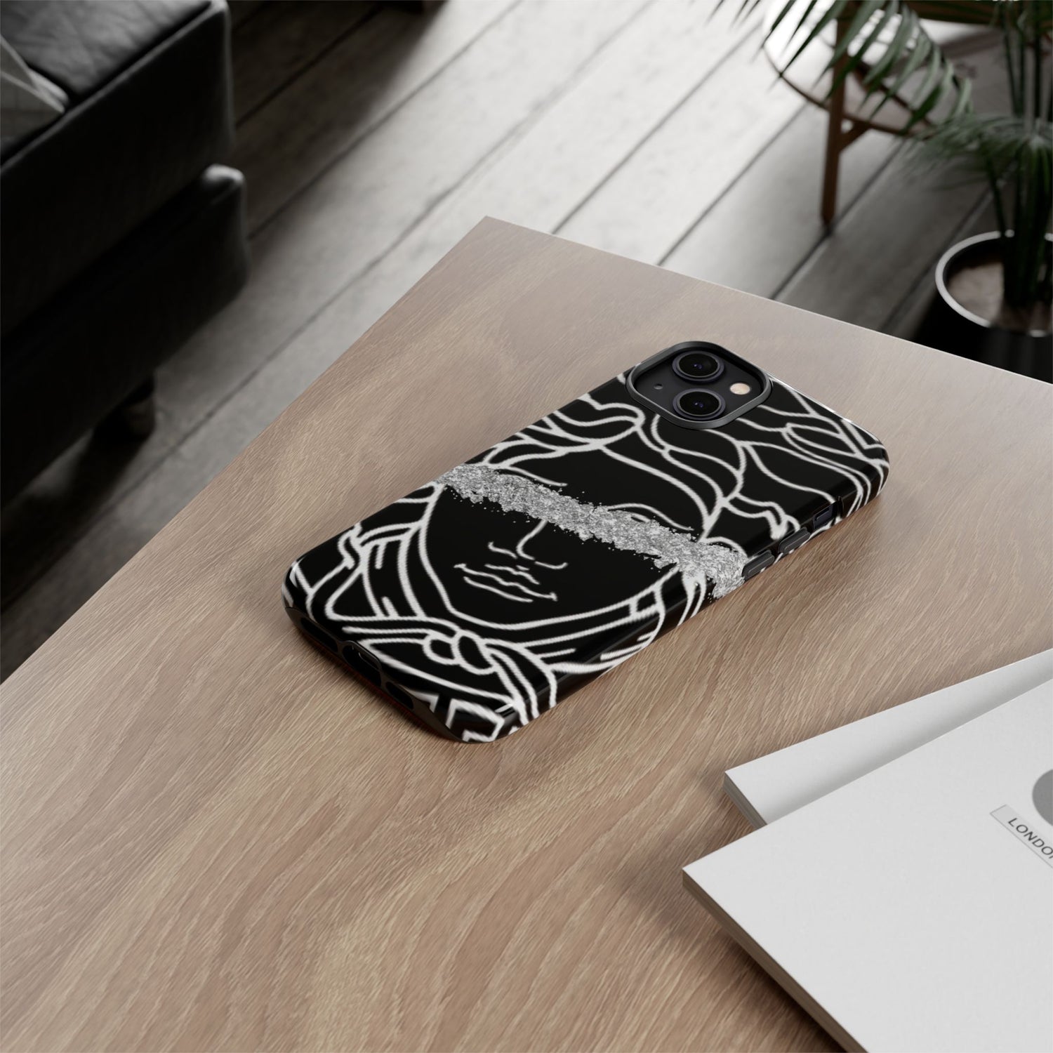 Luxury Medusa Head Tough Black and Silver Phone Case