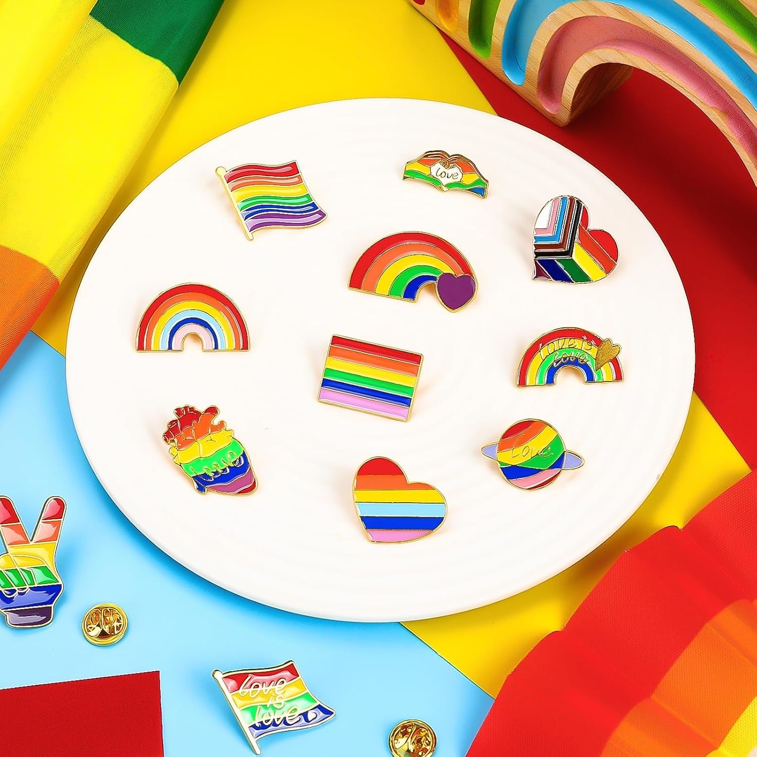 Pride Pins, 12Pcs Rainbow Enamel LGBT LGBTQ Brooch