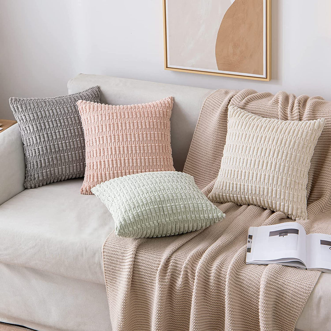 Set of 2 Corduroy Throw Pillow Covers 18x18