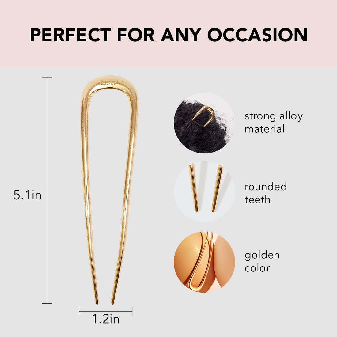 Gold Metal French Hair Pin for Women