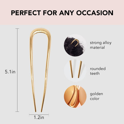 Gold Metal French Hair Pin for Women