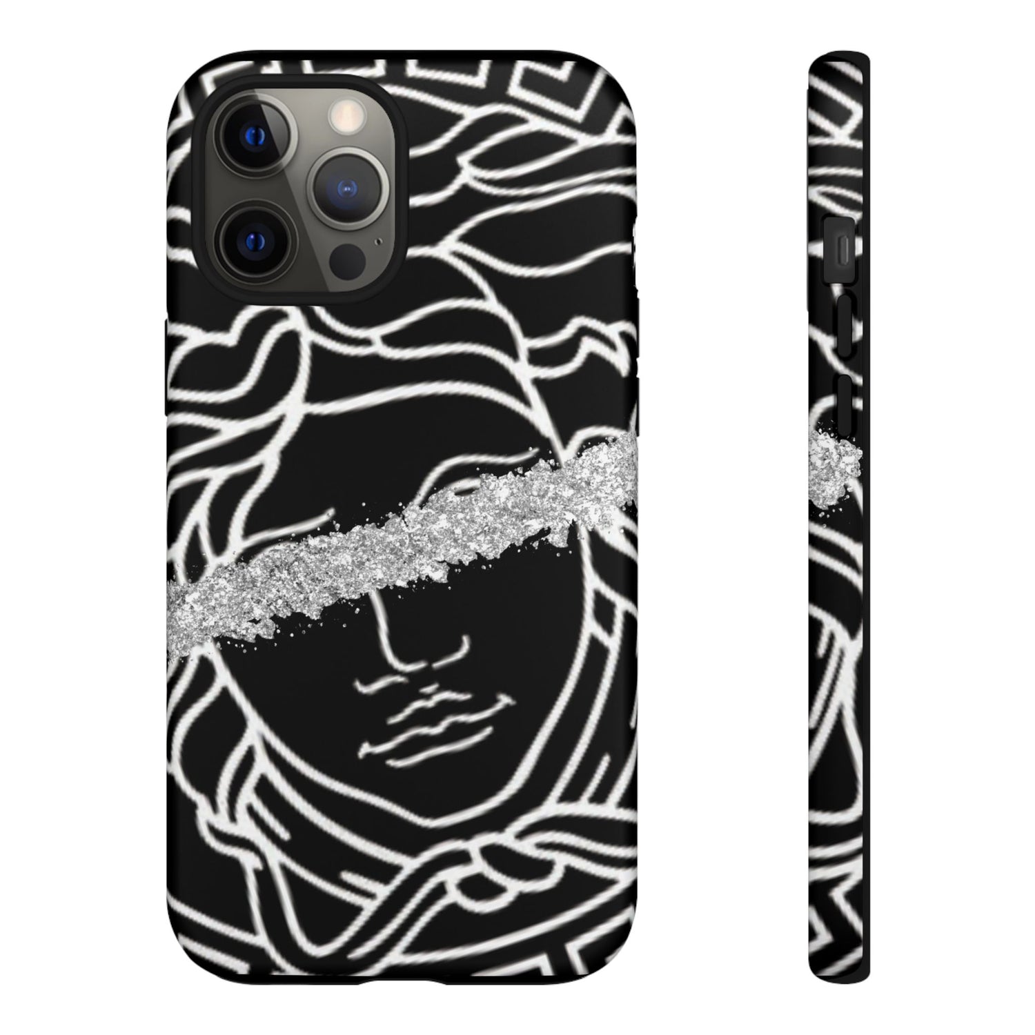 Luxury Medusa Head Tough Black and Silver Phone Case