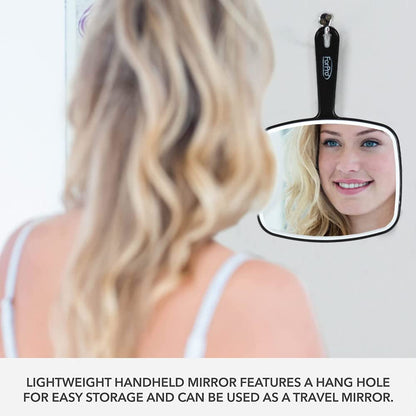 Premium Hand Mirror with Handle – Black, 6.3&quot;x9.6&quot;