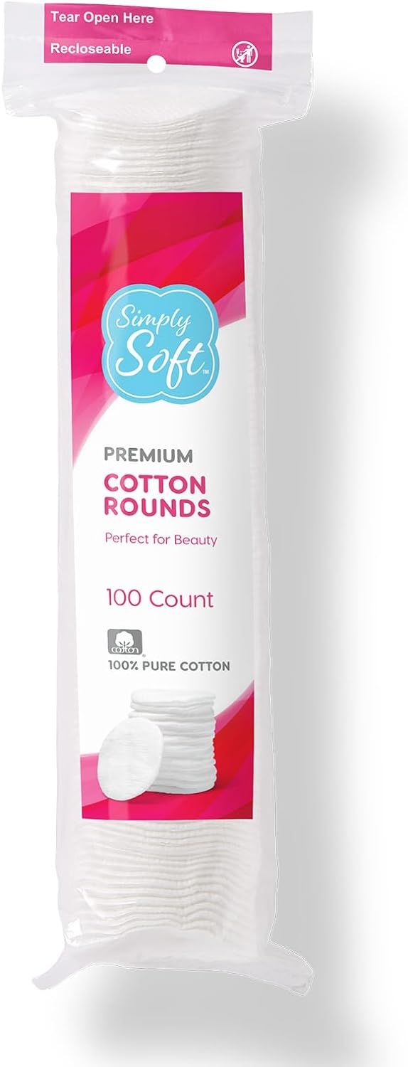 Simply Soft Premium Cotton Rounds – 600Ct, 100%