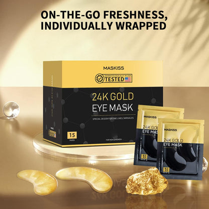 24K Gold Under Eye Patches - 15 Pairs