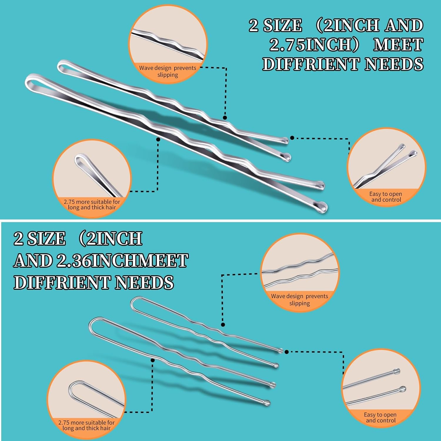 300PCS Silver Bobby Pins &amp; Hair Bands Kit