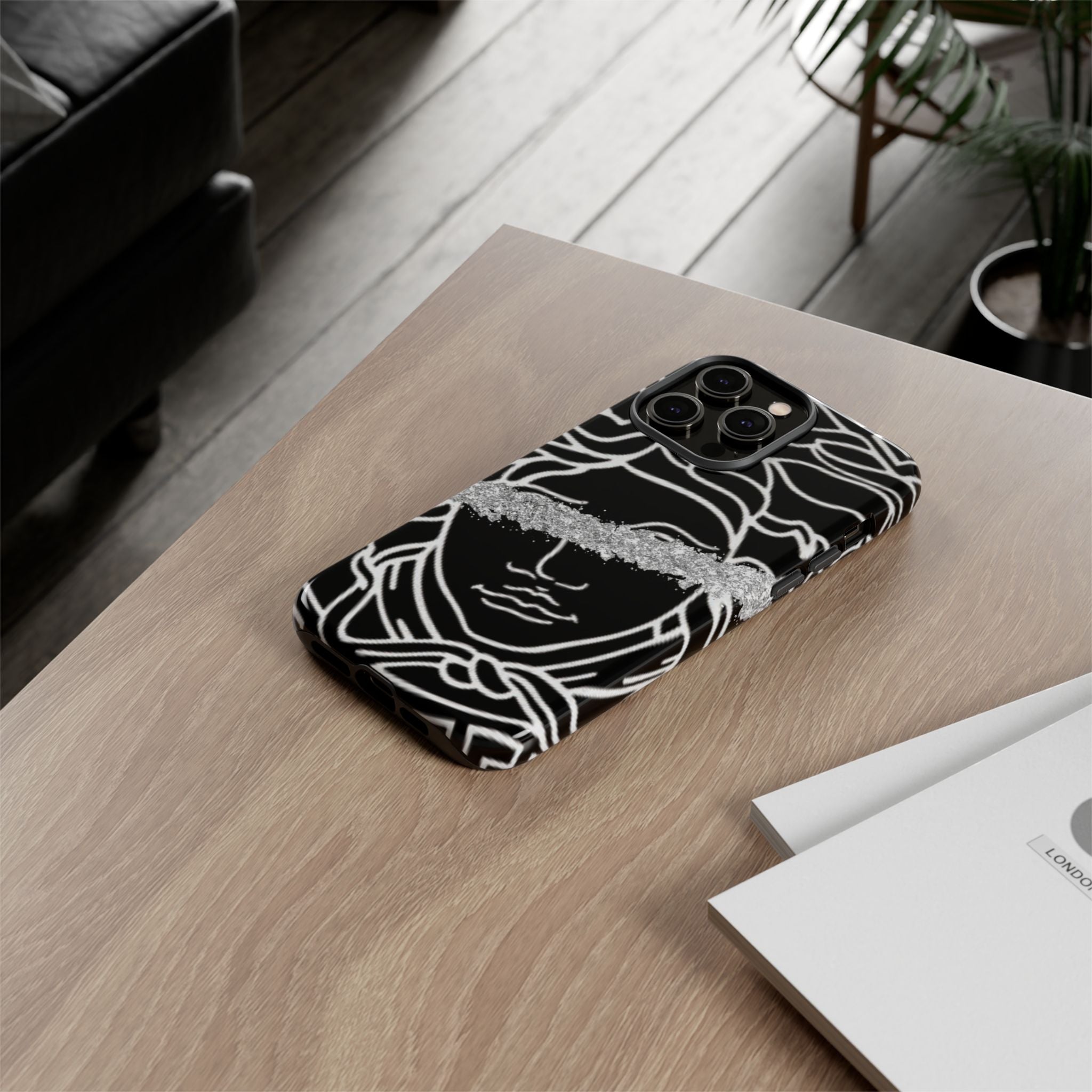 Luxury Medusa Head Tough Black and Silver Phone Case