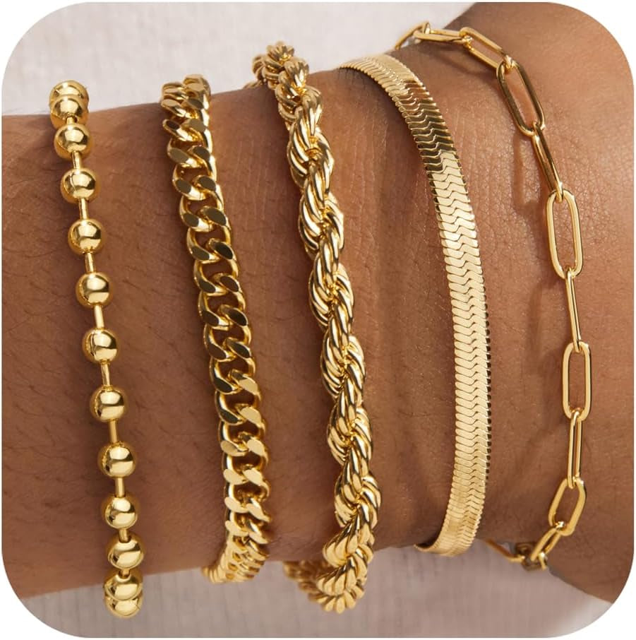Dainty Gold &amp; Silver Bracelet Set for Women