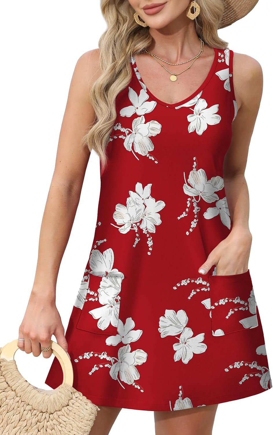 Women’s Summer Dresses 2025 – Loose V-Neck Sleeveless Sundress 