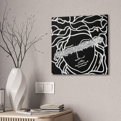 Medusa Head Luxury Black and Silver Canvas Wall Art