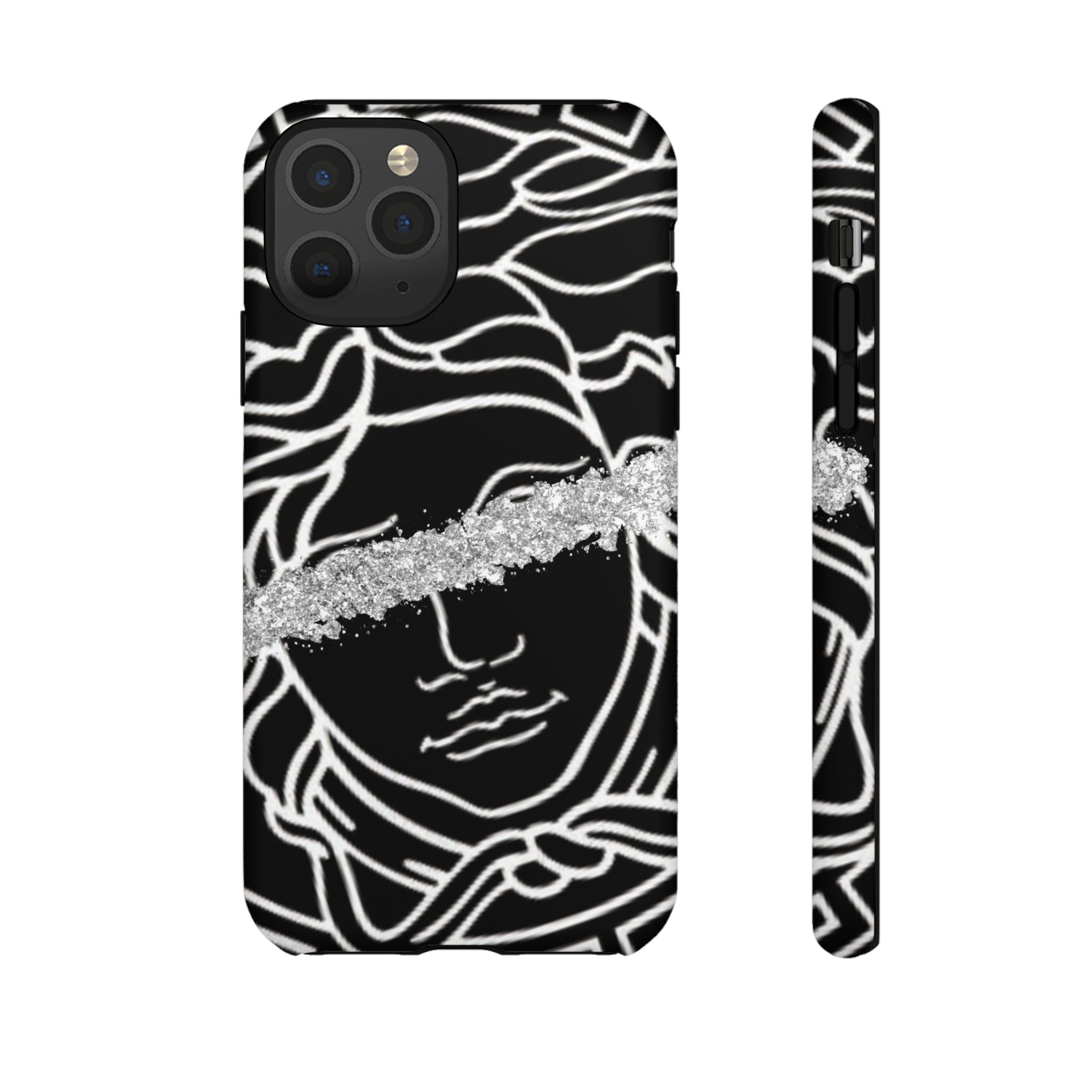 Luxury Medusa Head Tough Black and Silver Phone Case