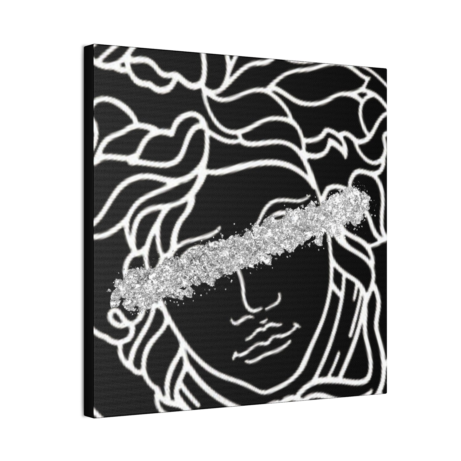 Medusa Head Luxury Black and Silver Canvas Wall Art