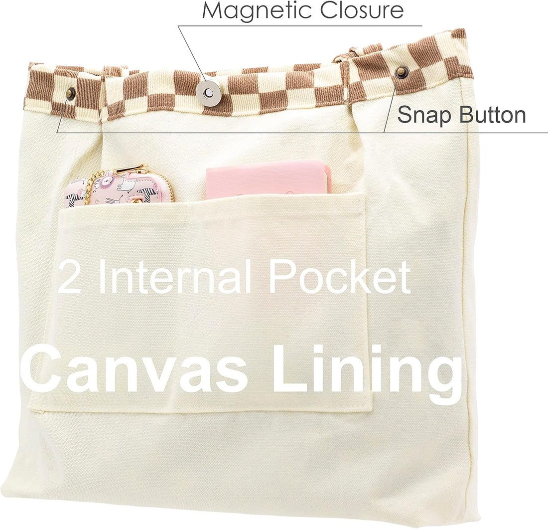 Corduroy Tote Bag for Women – Travel, Grocery &amp; Everyday Shoulder Bag