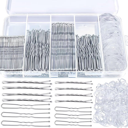 300PCS Silver Bobby Pins &amp; Hair Bands Kit
