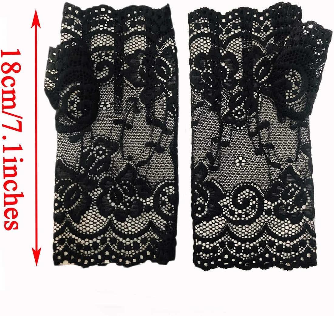 Women’s Short Lace Fingerless Gloves – Bridal &amp; Evening Wear