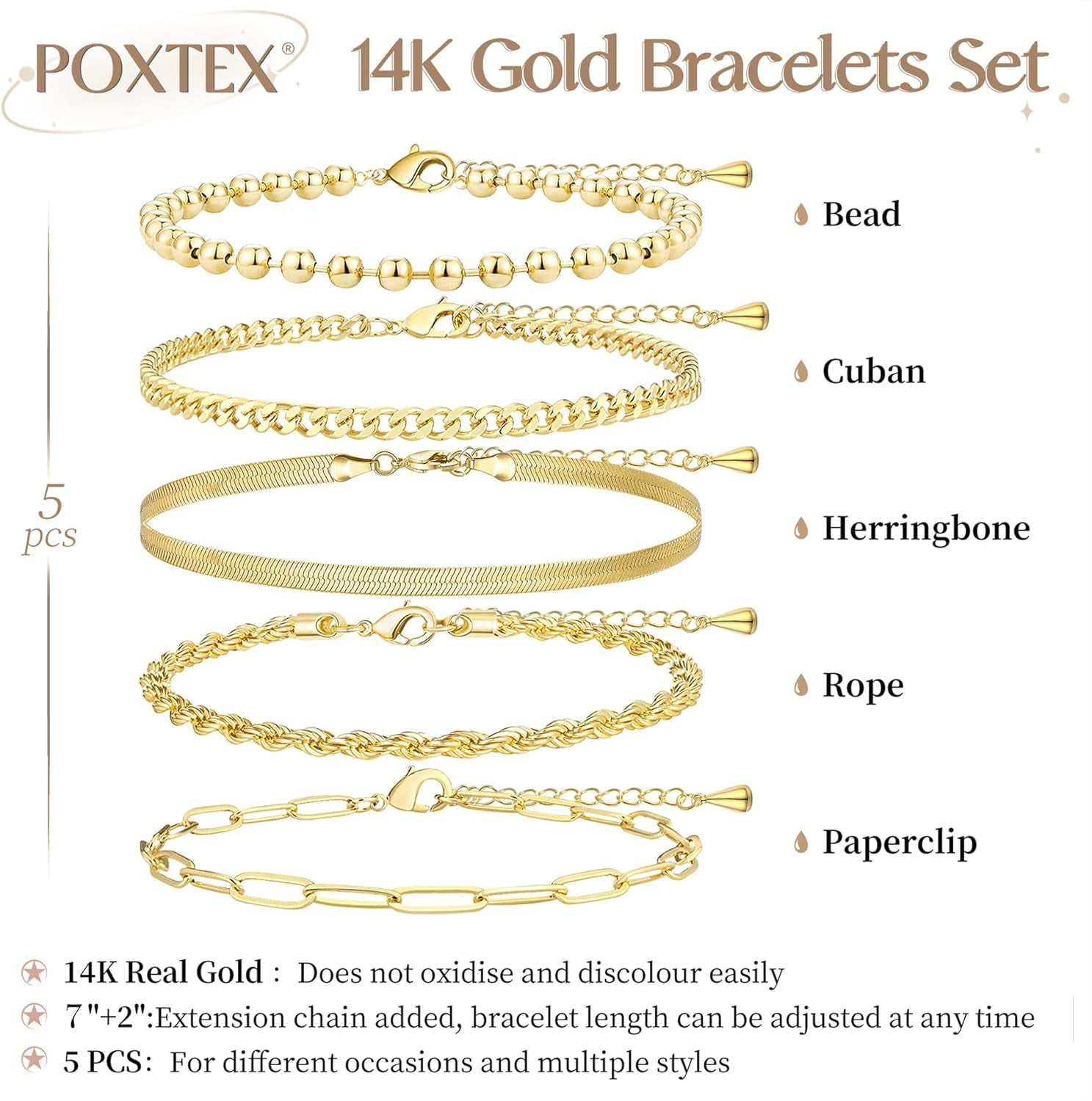 Dainty Gold &amp; Silver Bracelet Set for Women
