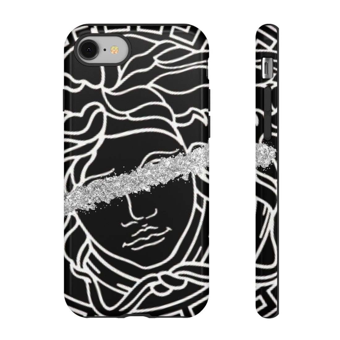 Luxury Medusa Head Tough Black and Silver Phone Case