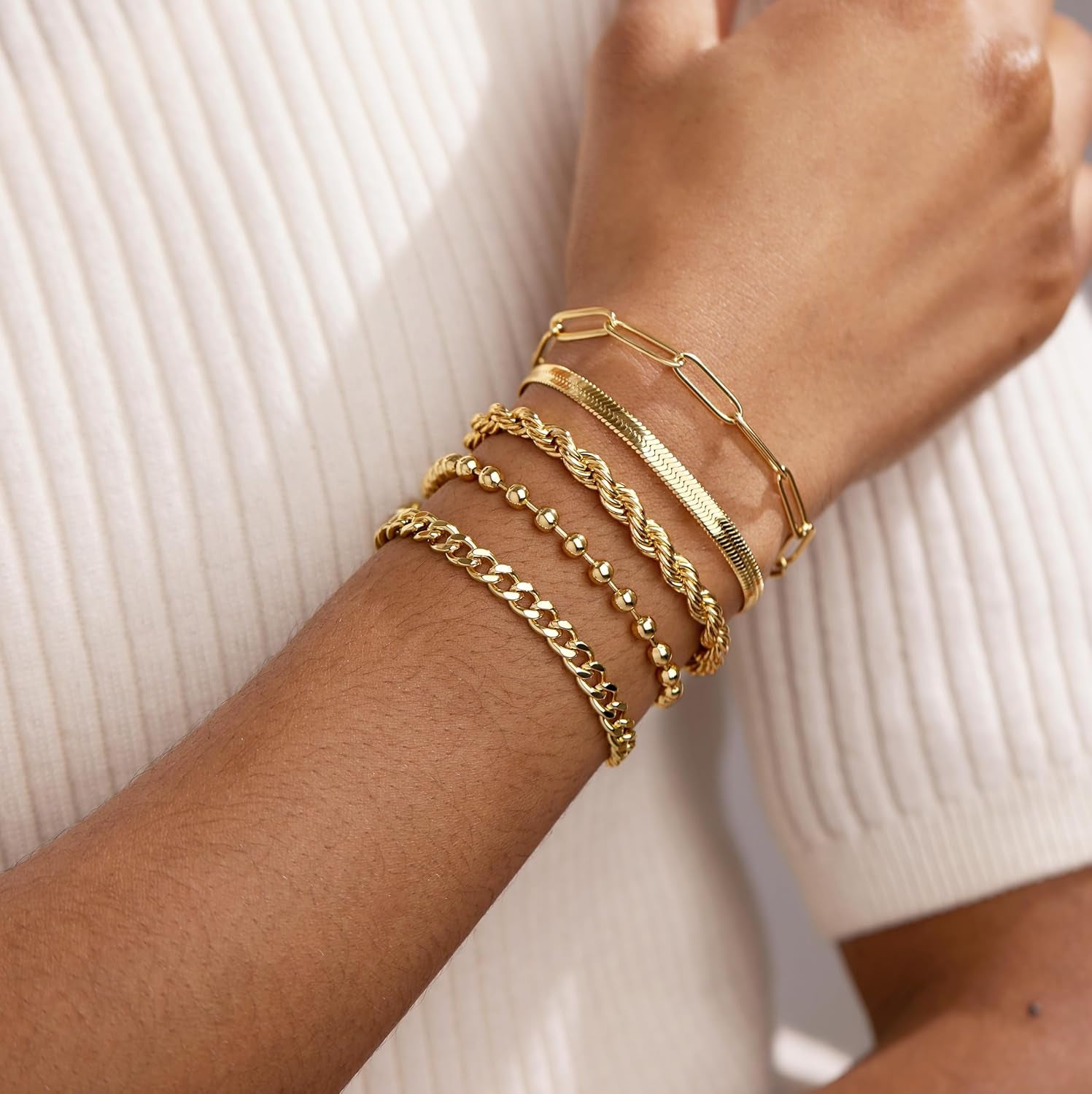 Dainty Gold &amp; Silver Bracelet Set for Women