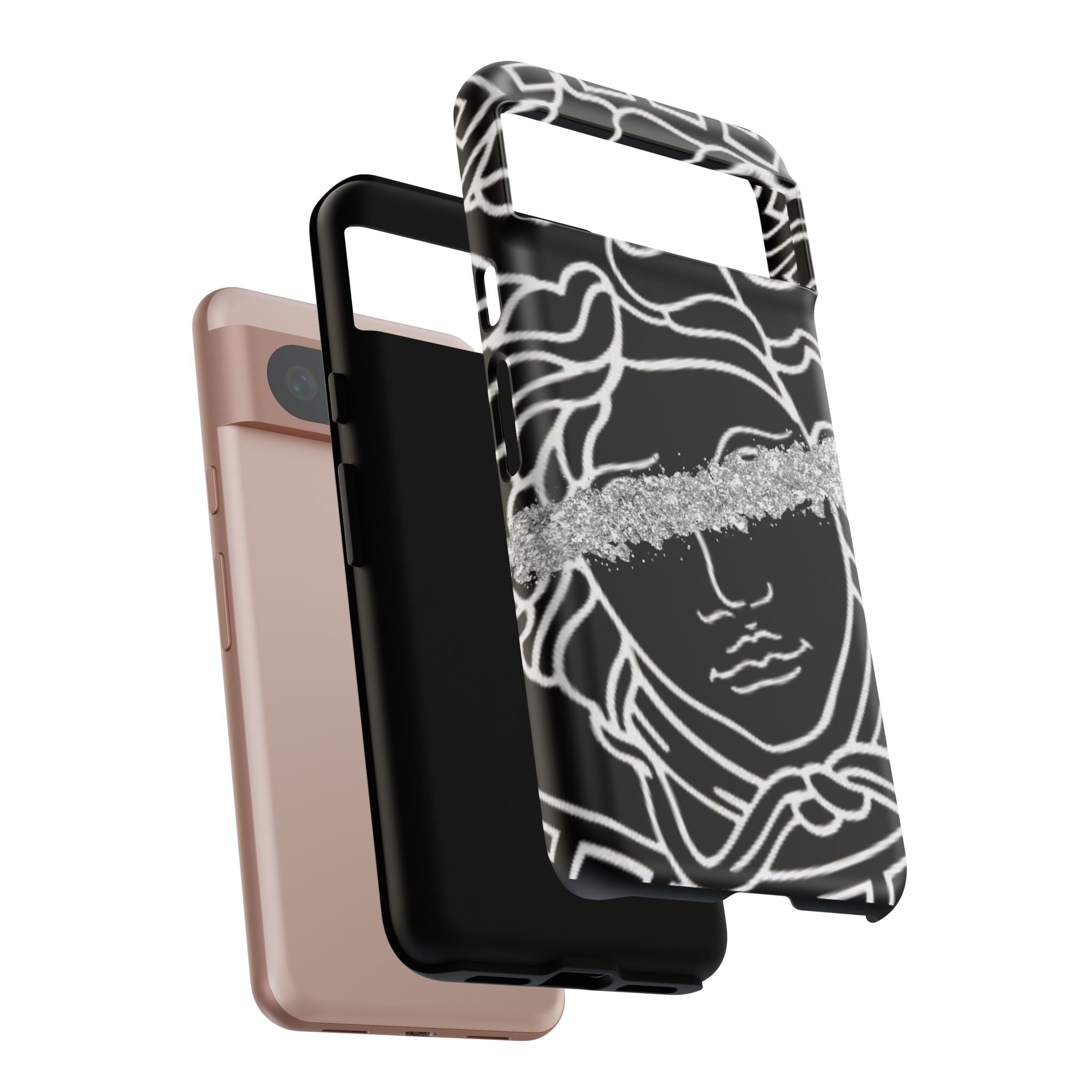 Luxury Medusa Head Tough Black and Silver Phone Case