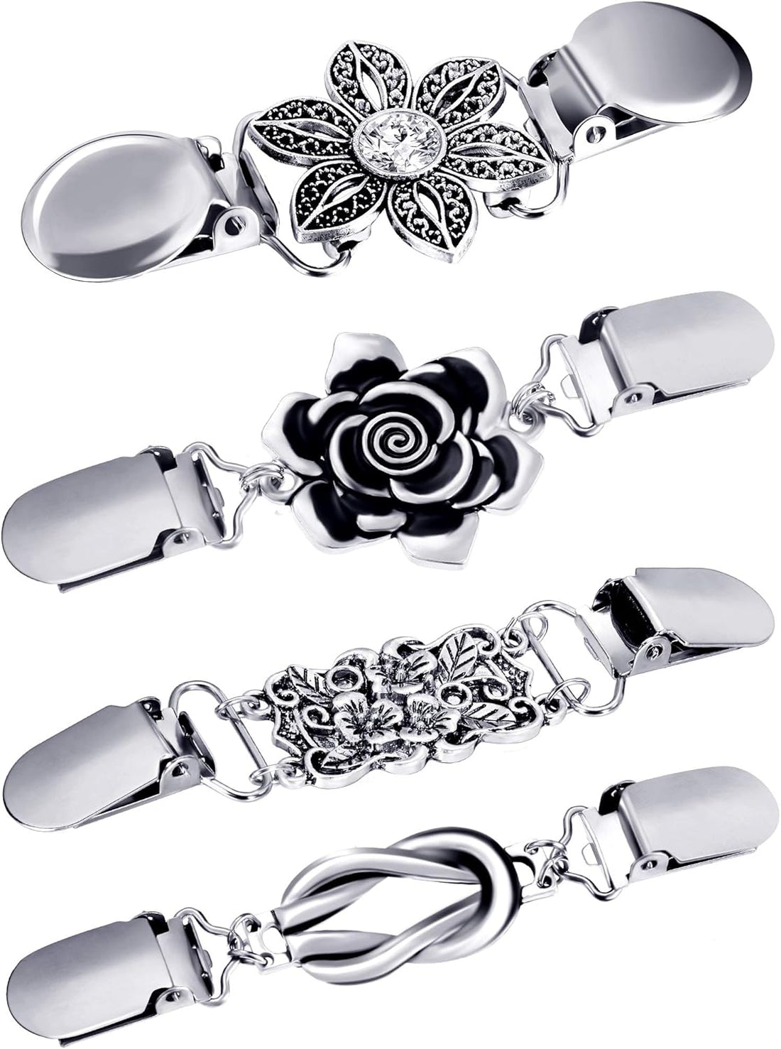 4-Pc Vintage Sweater Shawl Clips – Retro Brooches for Women