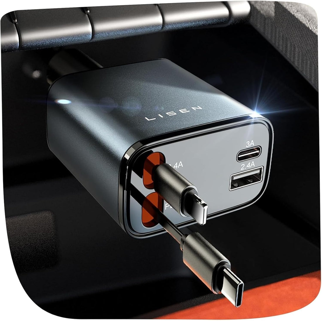 69W Retractable USB-C Car Charger for iPhone
