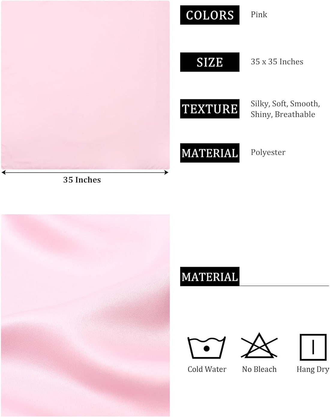 35” Satin Headscarf – Silk-Like Hair Bandana &amp; Neck Wrap for Women