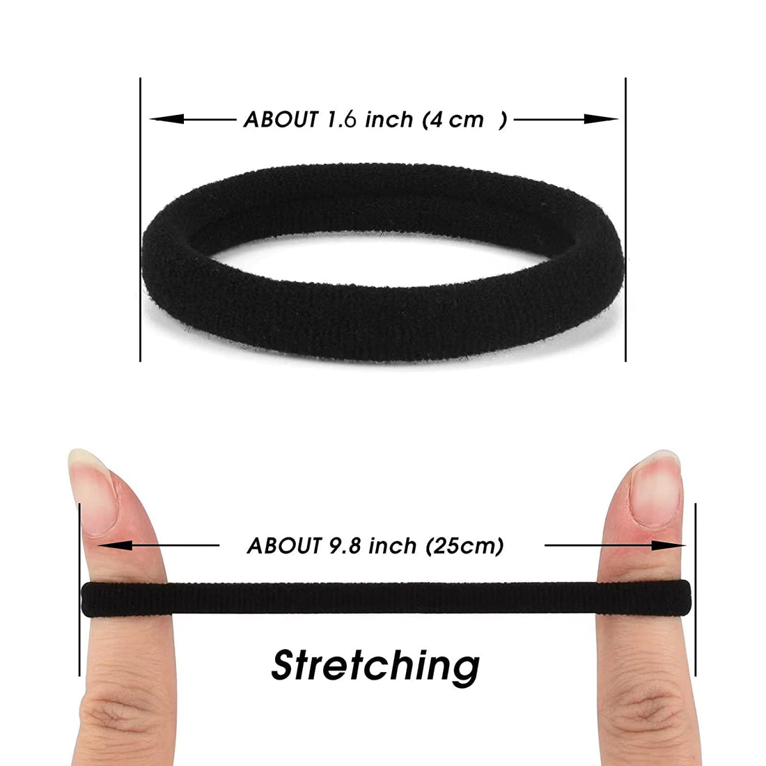 50PCS Black Hair Ties – No-Damage, for Thick 