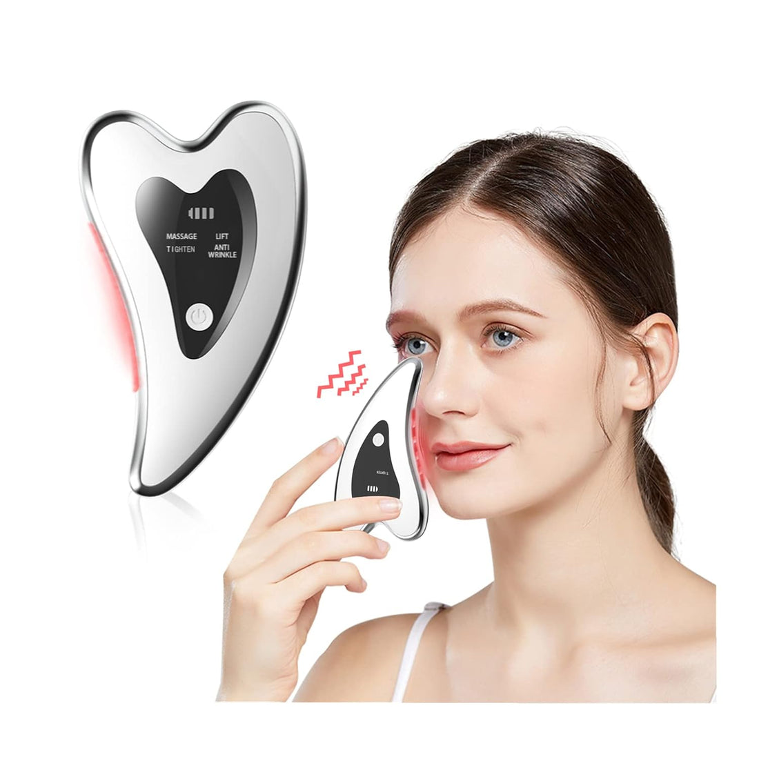 Electric Gua Sha Facial Tools - Face Sculpting Tool/Lift Device - Heated &amp; Vibration &amp; Red Light Massager, Anti-Aging &amp; Wrinkles, Puffiness, Double Chin, Tension Relief