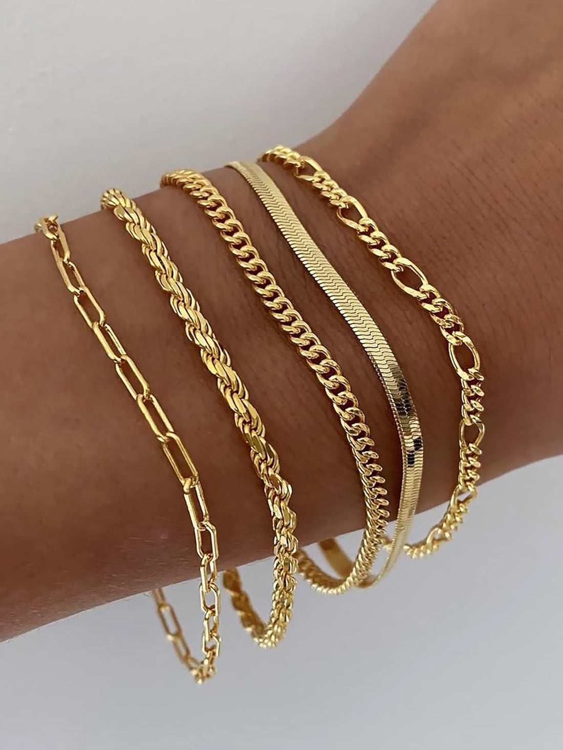 DEARMAY 14K Gold Tennis &amp; Paperclip Bracelets