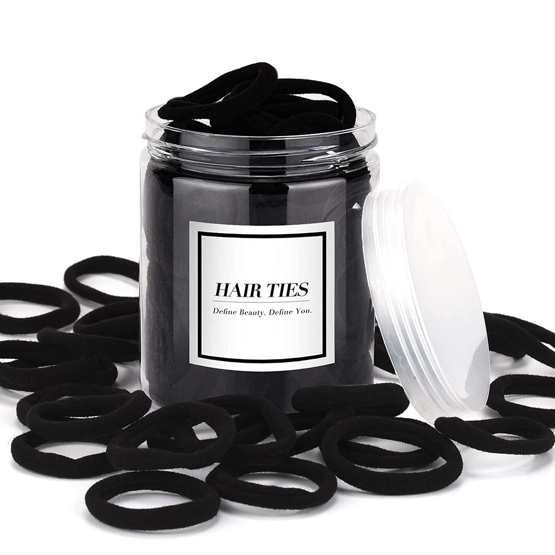 50PCS Black Hair Ties – No-Damage, for Thick 
