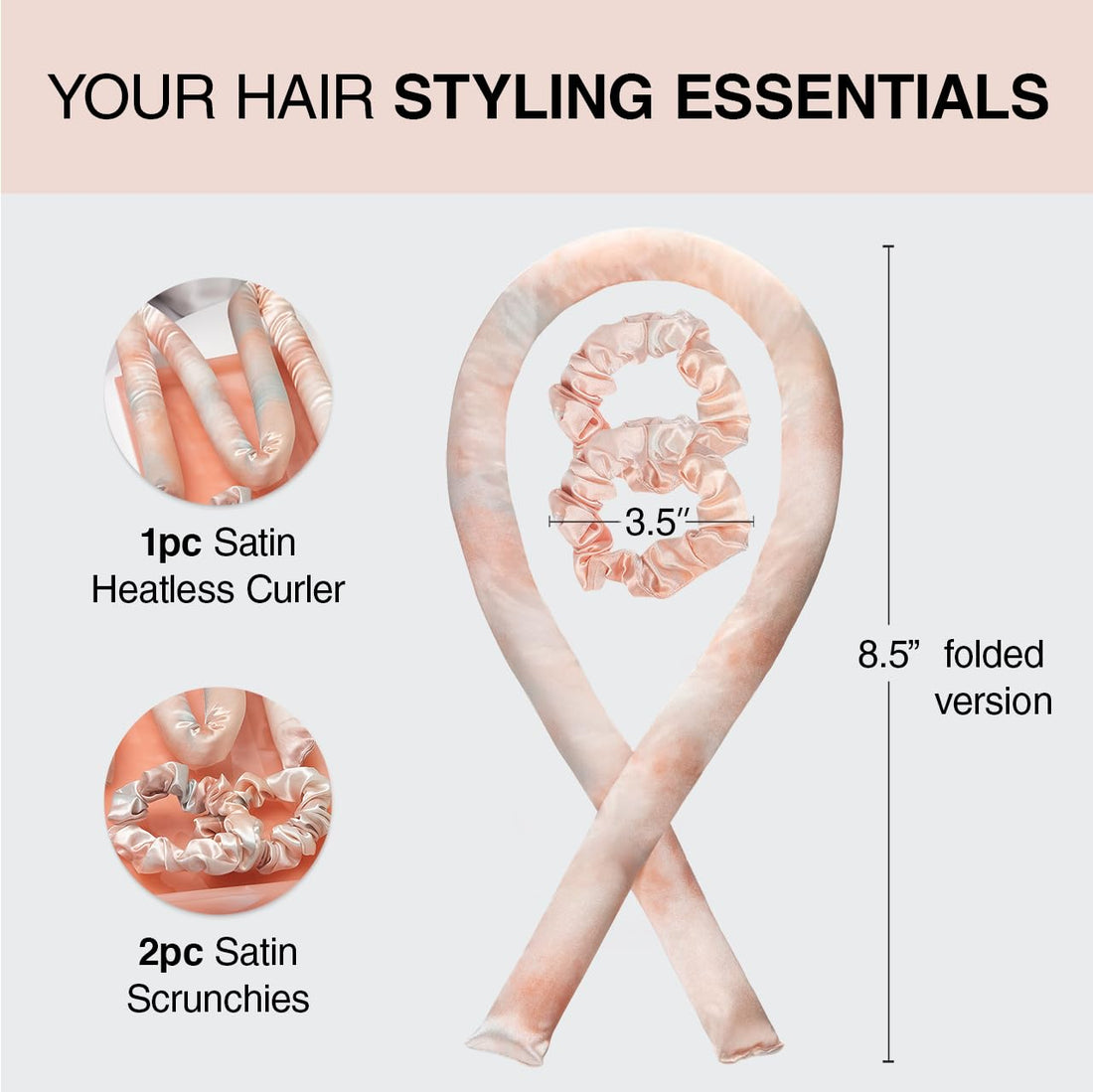 Satin Heatless Hair Curler Set – Sunset Tie Dye