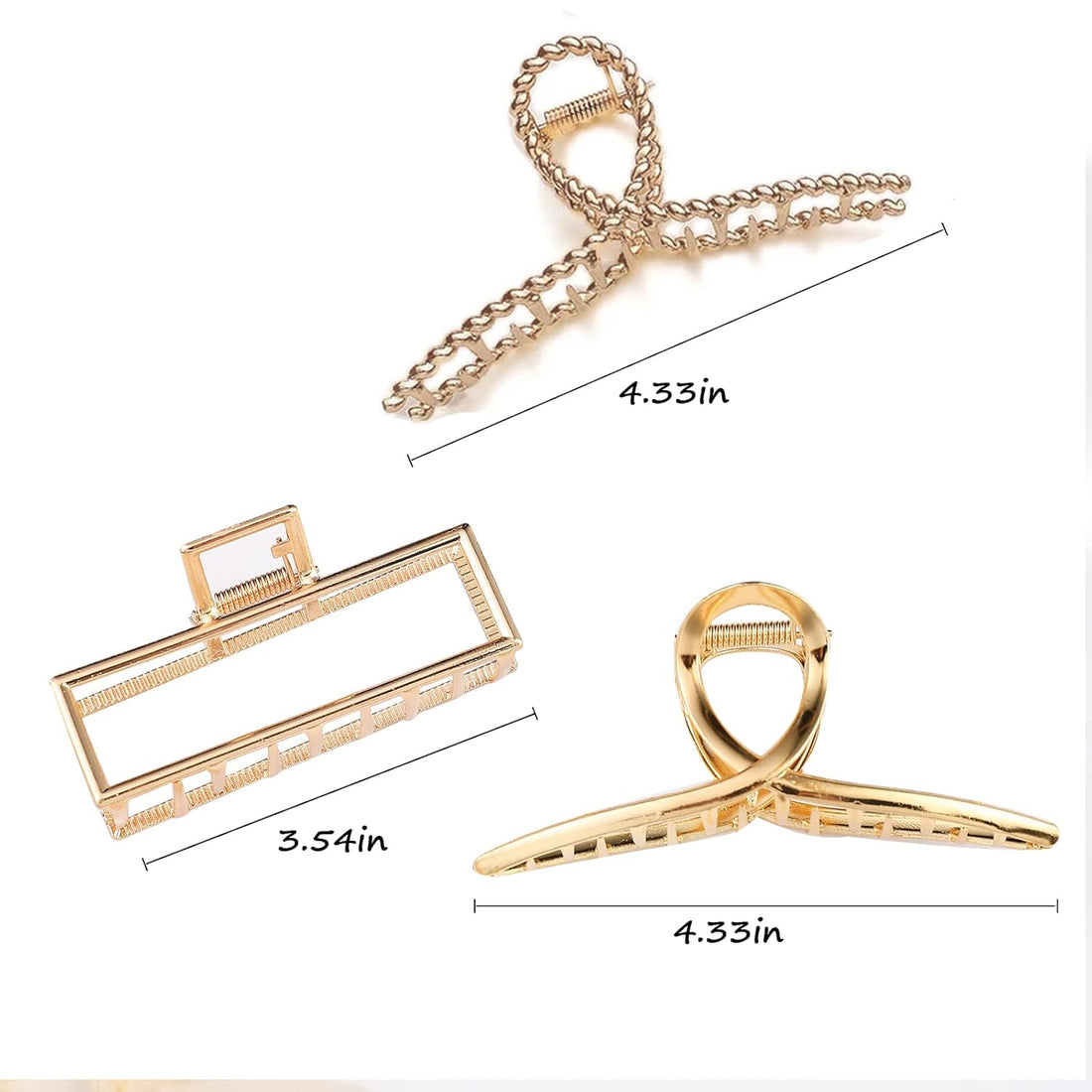 3PC Metal Hair Claw Clips - Strong Hold