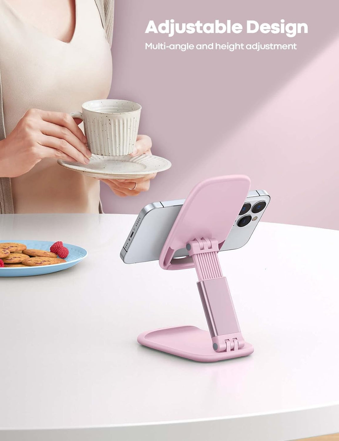 Adjustable Foldable Phone Stand – Pink
