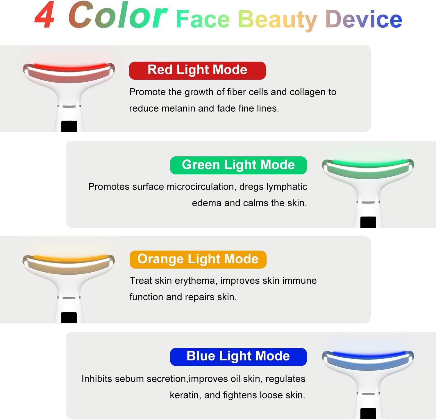 Red Light Therapy Face &amp; Neck Massager – White