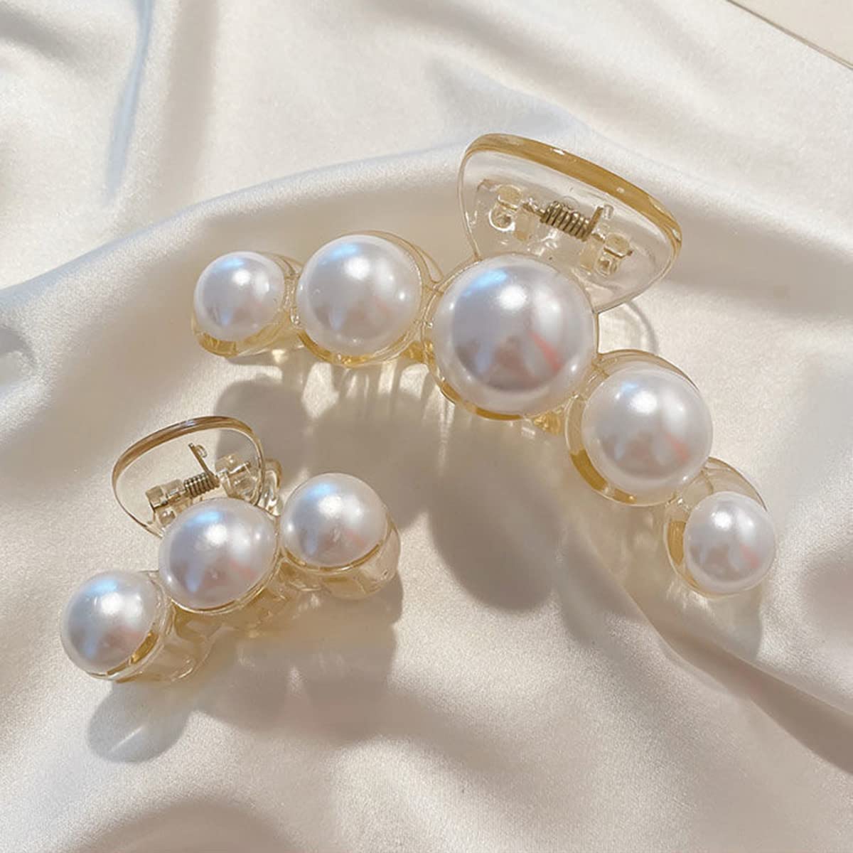 4 PCS Large Pearl Hair Claw Clips Set