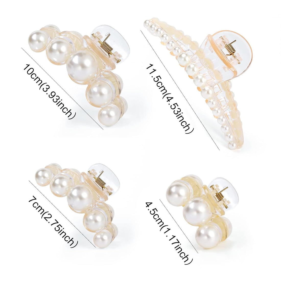 4 PCS Large Pearl Hair Claw Clips Set