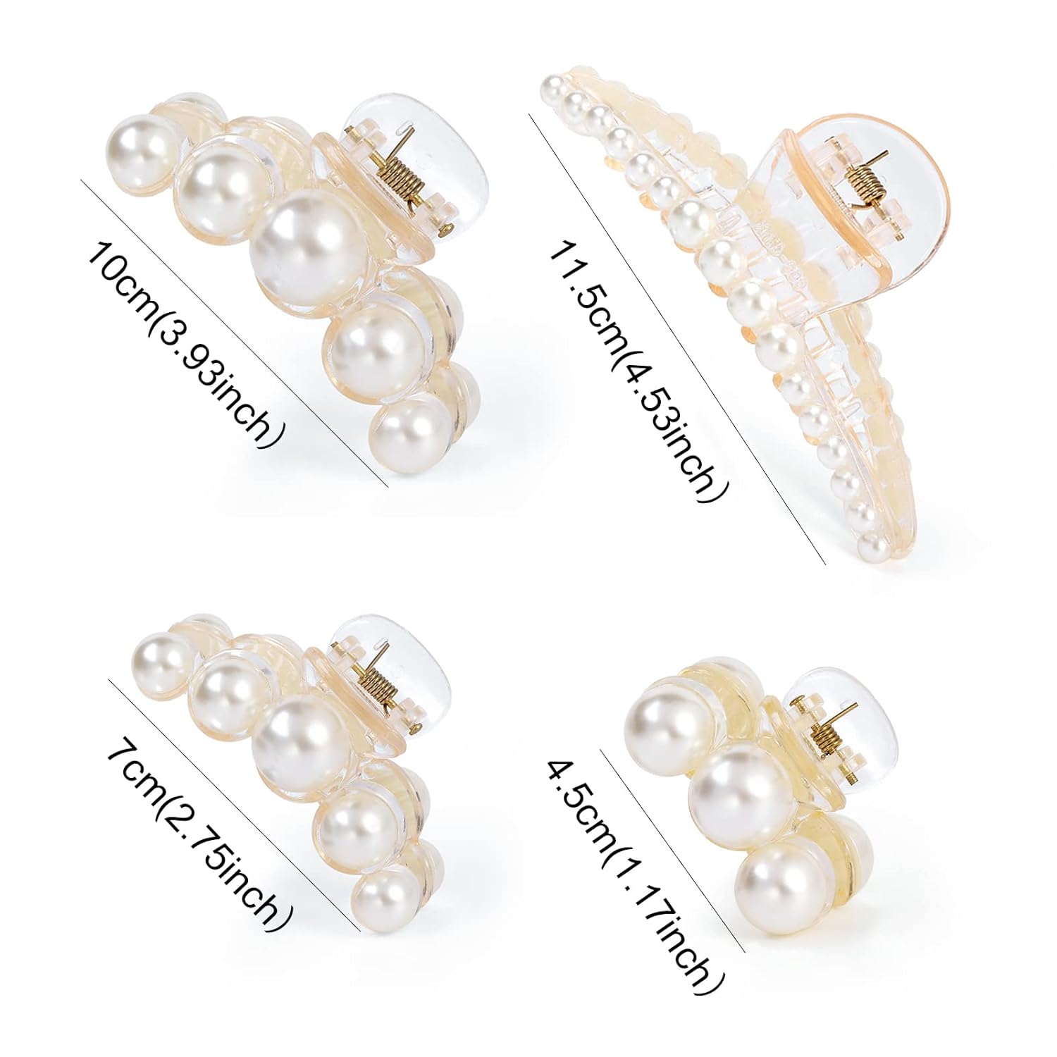 4 PCS Large Pearl Hair Claw Clips Set